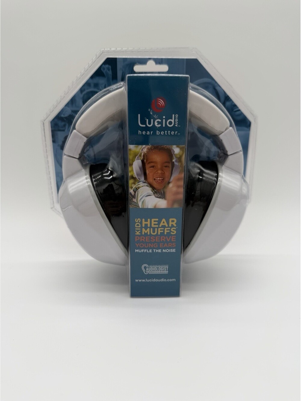 Lucid Audio Hear Muffs Kids Ear Muffs White/Black Adj LA-KIDS-HM-WH